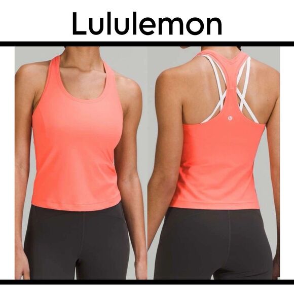 LULULEMON  Racerback Tank Race Length Coral Color Sz 8 - Picture 1 of 8